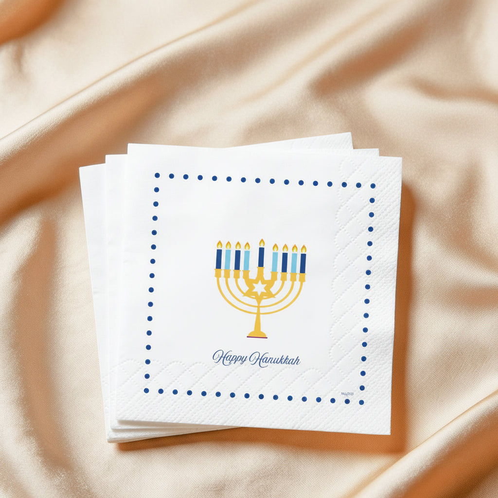 Cocktail  Napkins - Happy Hanukkah - Menorah