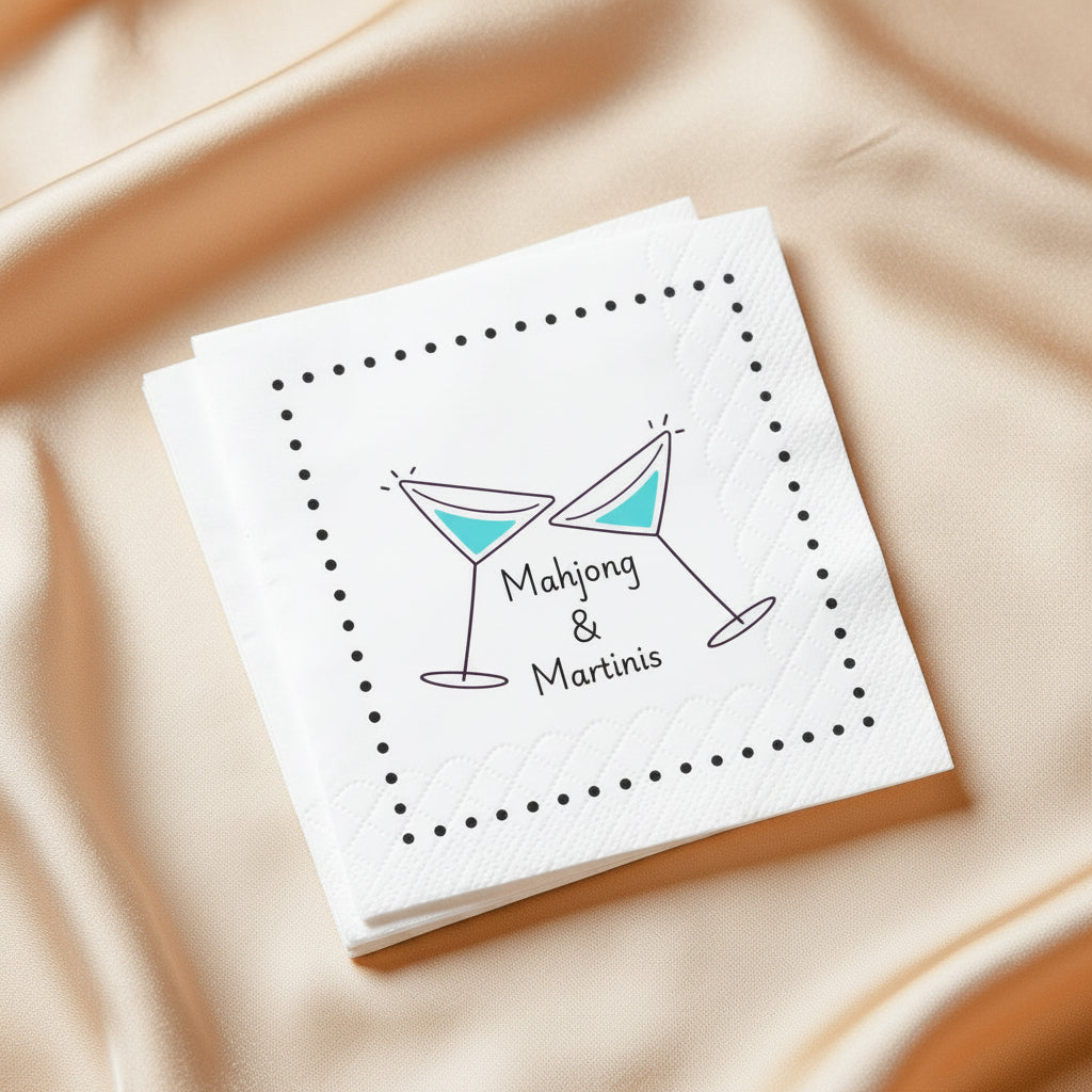 Cocktail Napkins - Mahjong and Martinis - Aqua