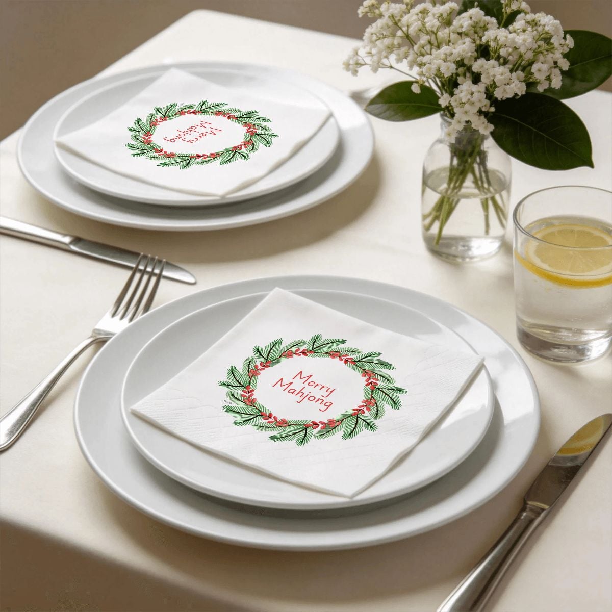 Cocktail Napkins - Merry Mahjong - Christmas