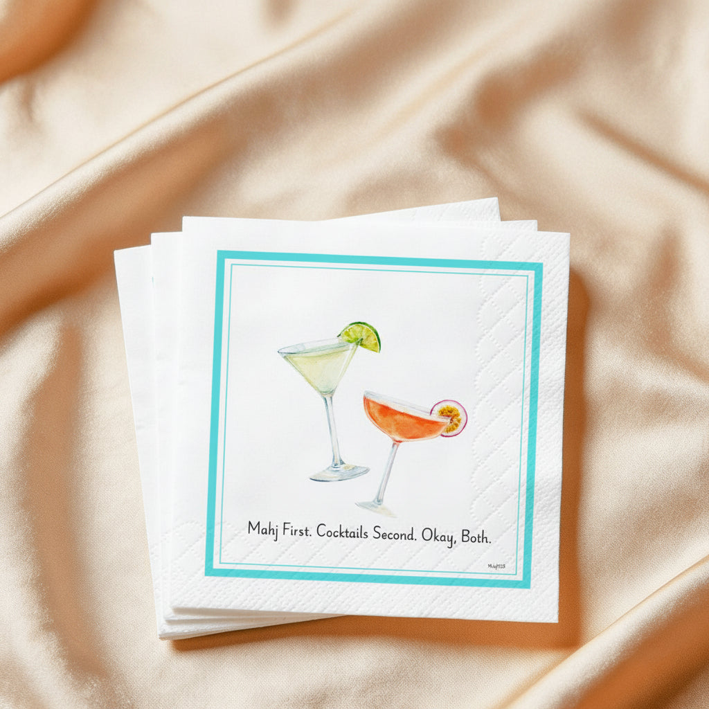 Cocktail Napkins - Mahj First. Cocktails Second. Okay, Both.