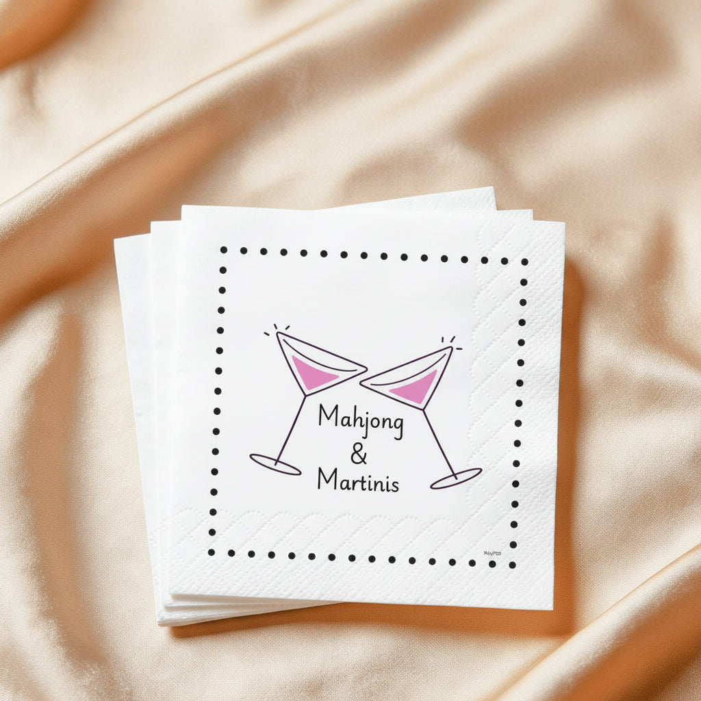Cocktail Napkins - Mahjong and Martinis - Pink