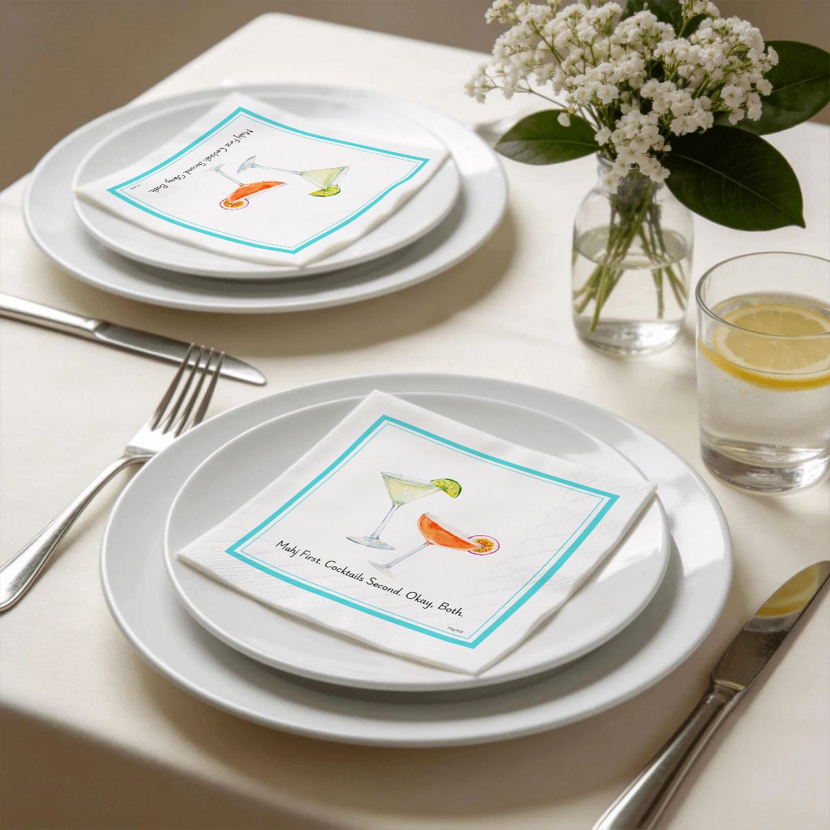 Cocktail Napkins - Mahj First. Cocktails Second. Okay, Both.