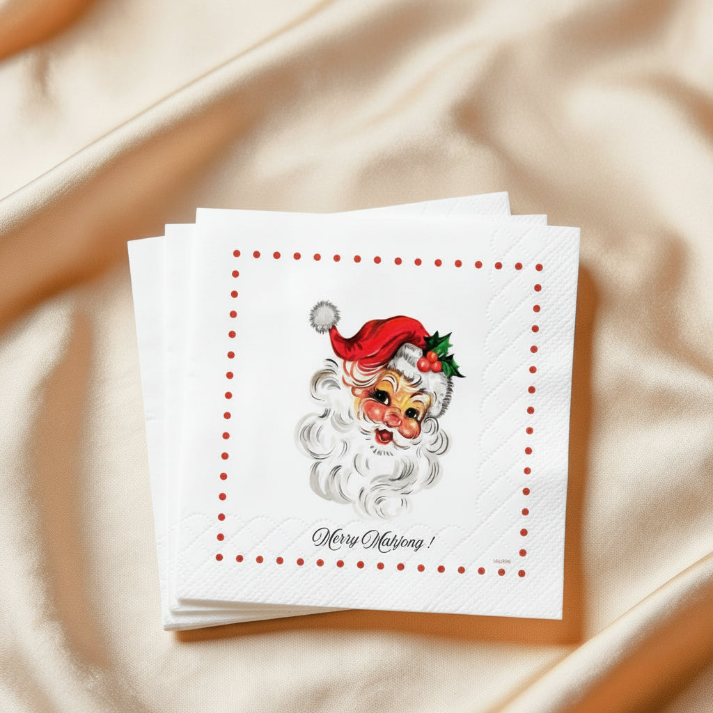 Cocktail  Napkins - Merry  Mahjong - Santa